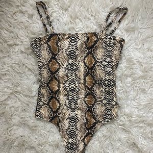 Square Neck Snake Print Bodysuit
